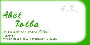 abel kolba business card